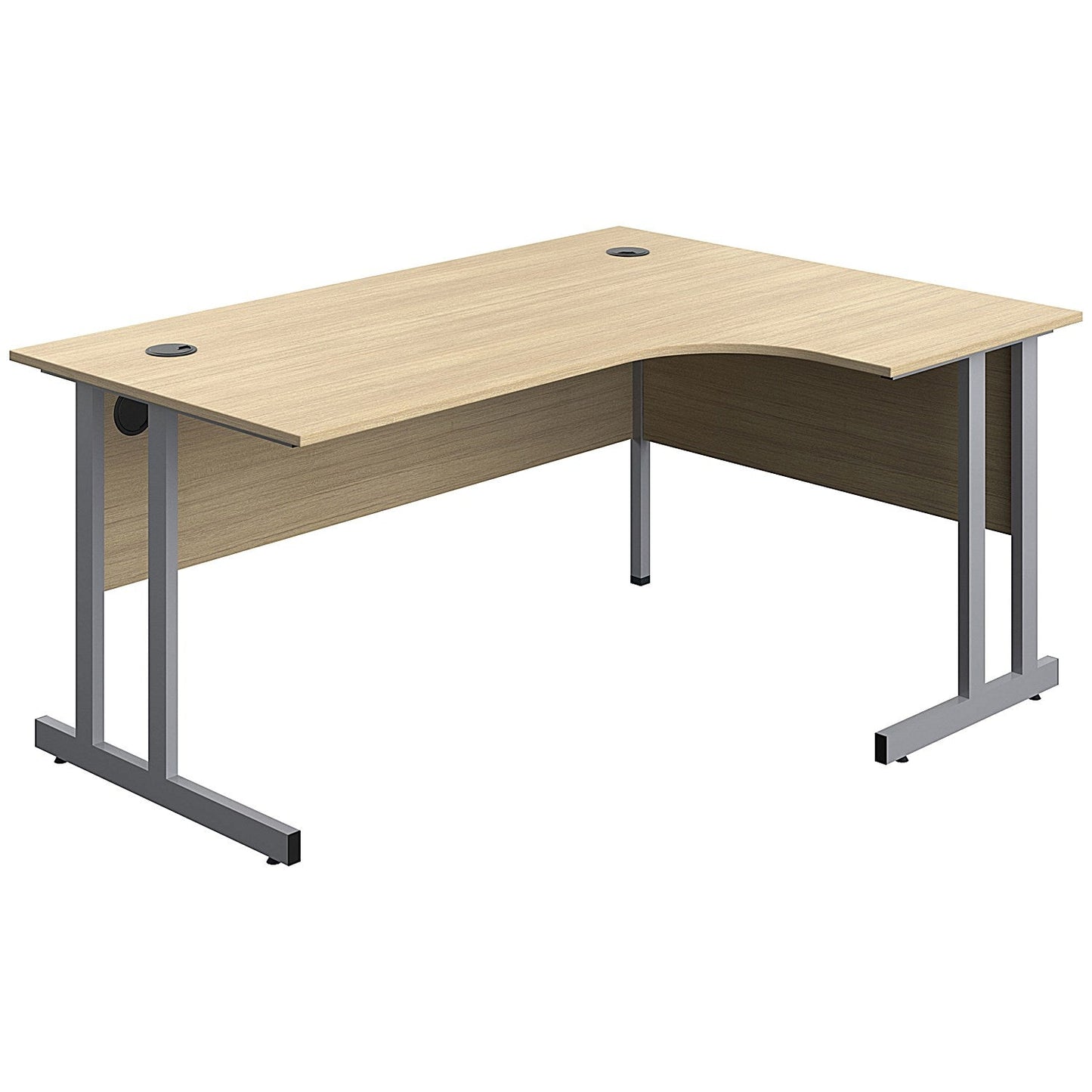 Serrion 1600mm Corner Desk, Right Hand, Silver Cantilever Legs, Oak Easy2Order : KF800257