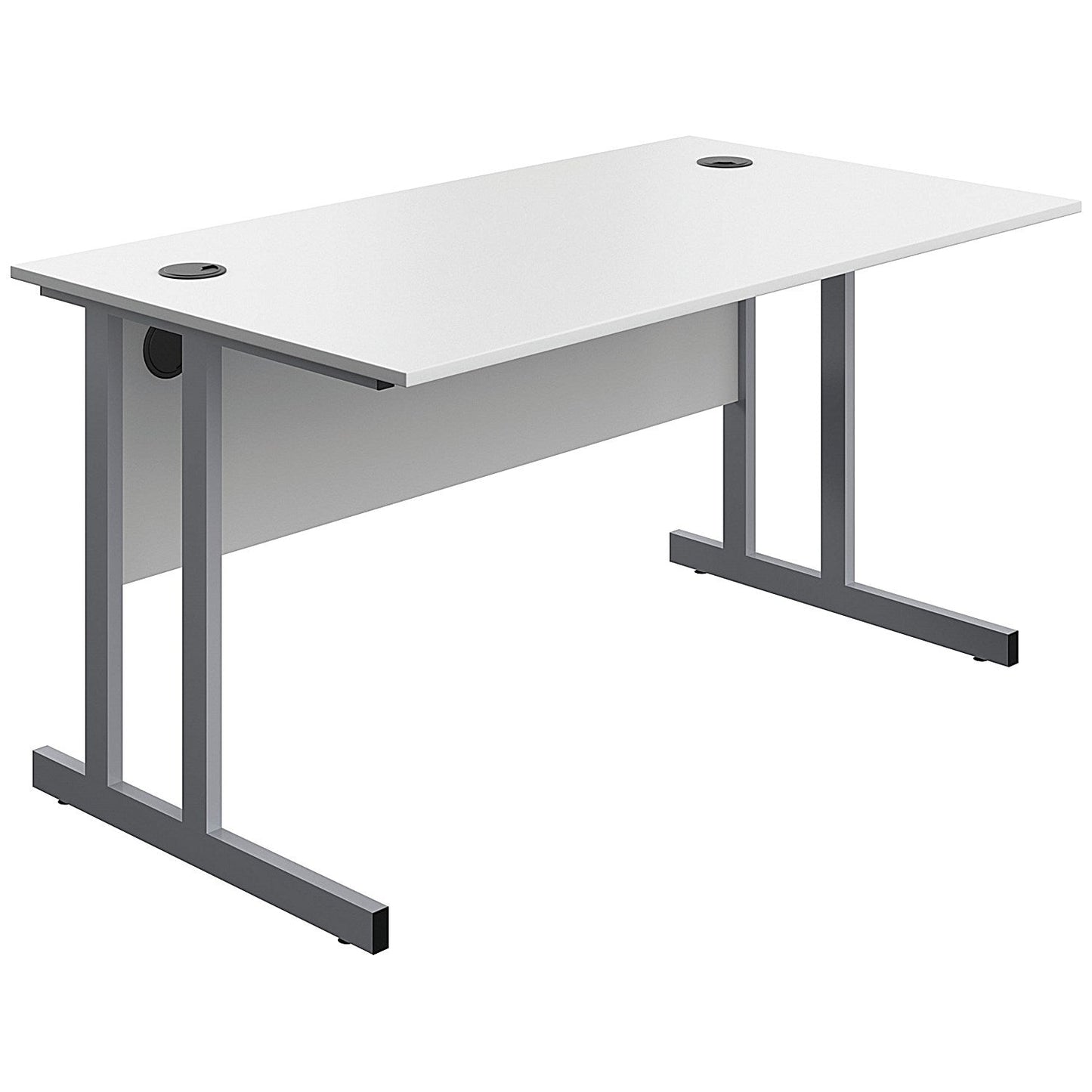 Serrion 1400mm Rectangular Desk, Silver Double Cantilever Legs, White Easy2Order : KF800274