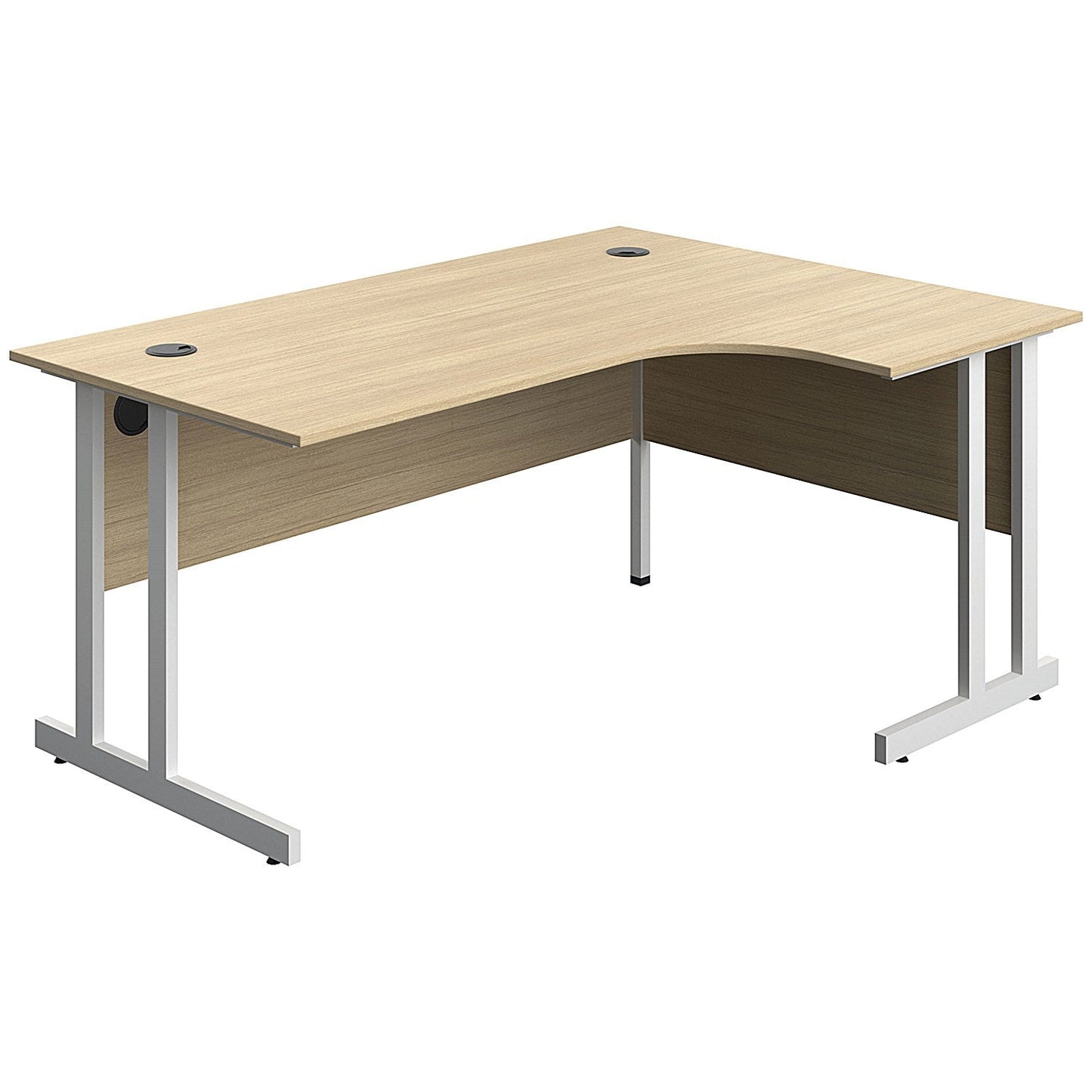 Serrion 1600mm Corner Desk, Right Hand, White Cantilever Legs, Oak Easy2Order : KF800309
