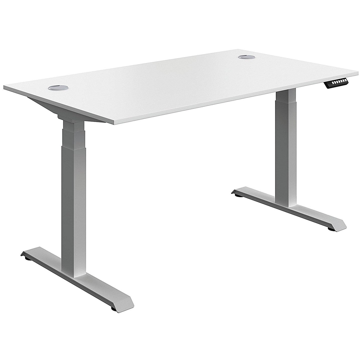 Serrion Dual Motor Sit-Stand Desk, Silver Leg, 1400mm, White Top Easy2Order : KF800343