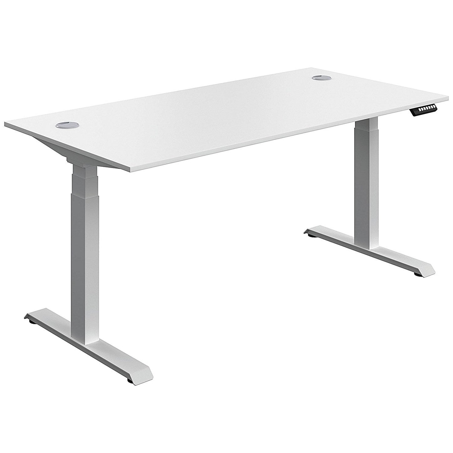 Serrion Dual Motor Sit-Stand Desk, Silver Leg, 1600mm, White Top Easy2Order : KF800349