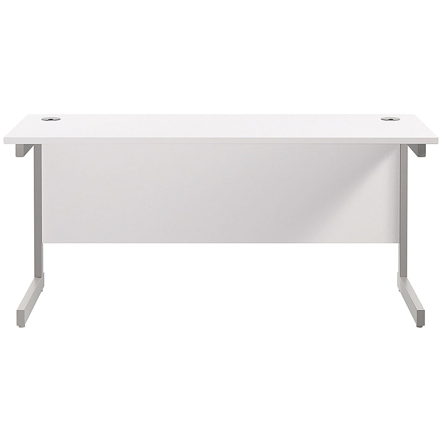 Jemini 1800mm Slim Rectangular Desk, Silver Cantilever Leg, White