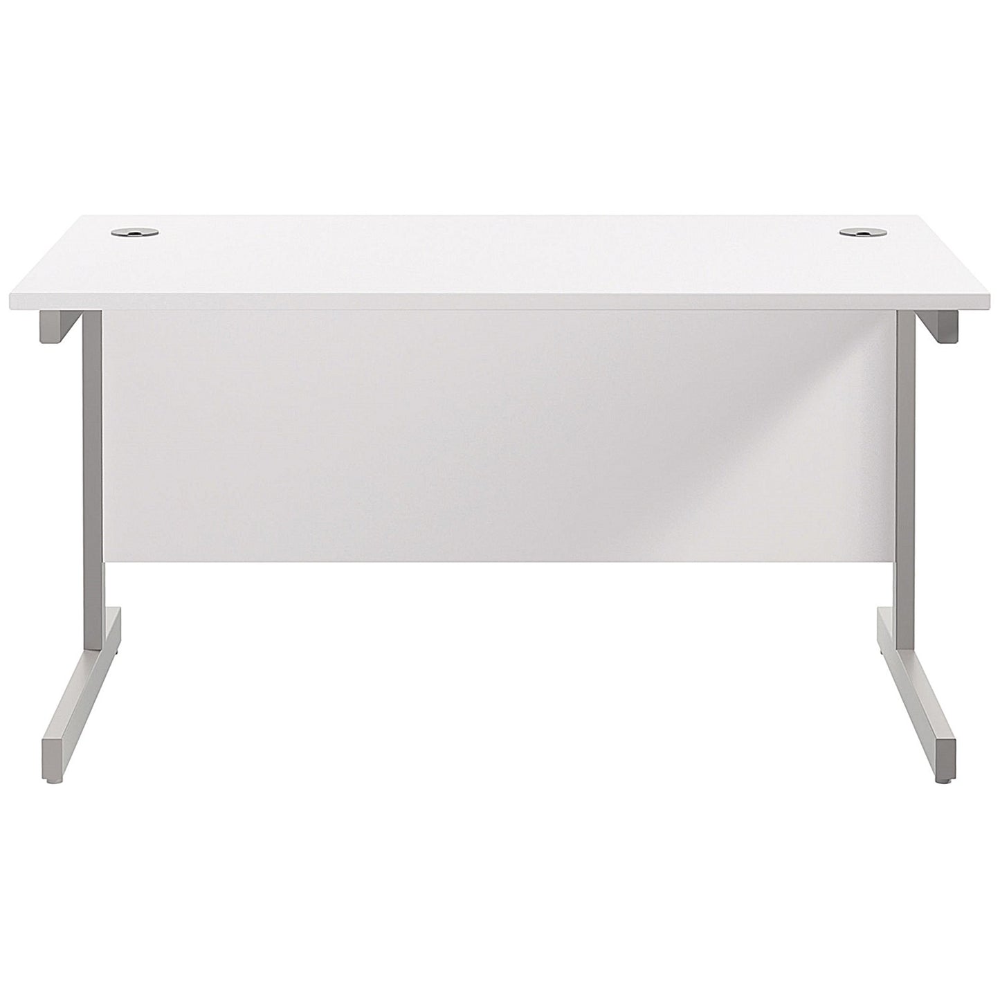 Jemini 1200mm Rectangular Desk, Silver Cantilever Leg, White