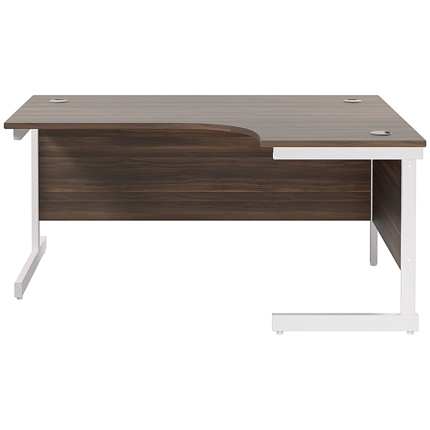 Jemini 1600mm Corner Desk, Right Hand, White Cantilever Legs, Walnut
