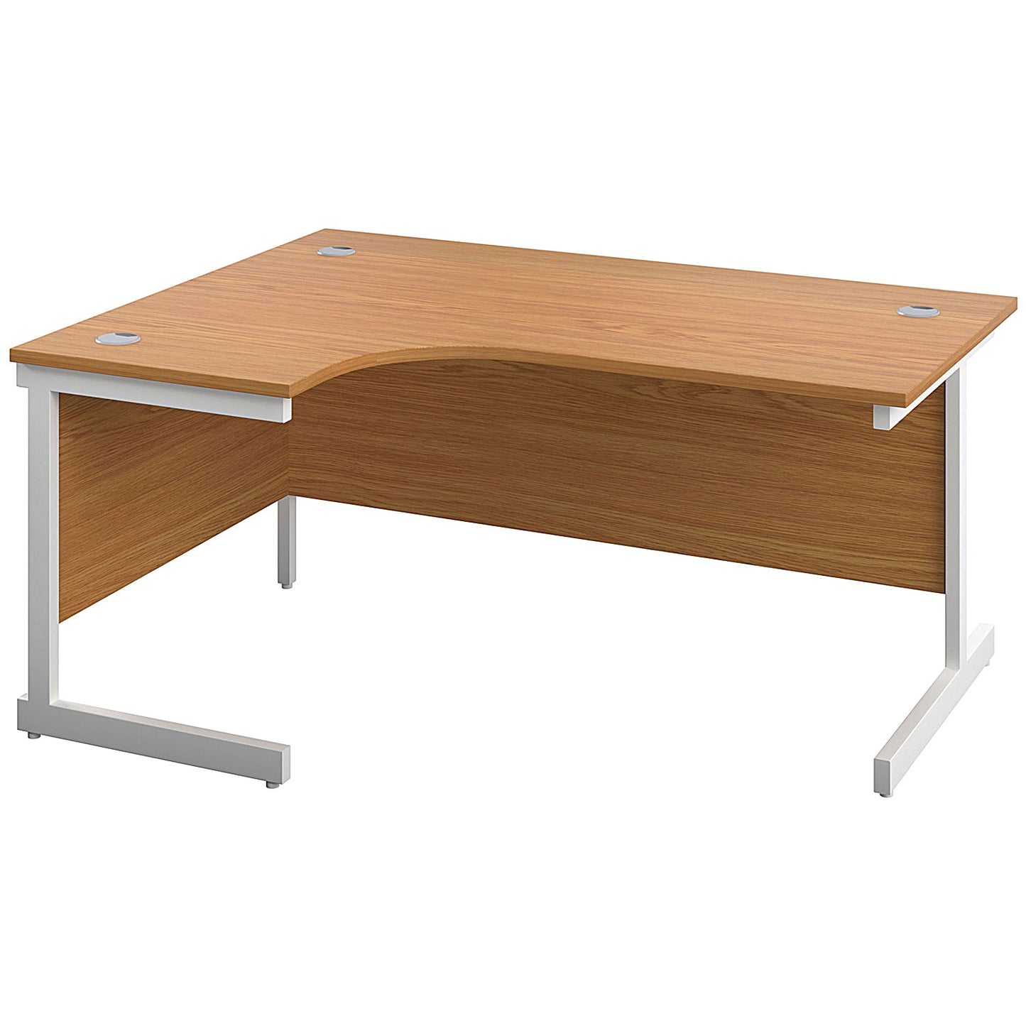 First 1800mm Corner Desk, Left Hand, White Cantilever Legs, Oak
