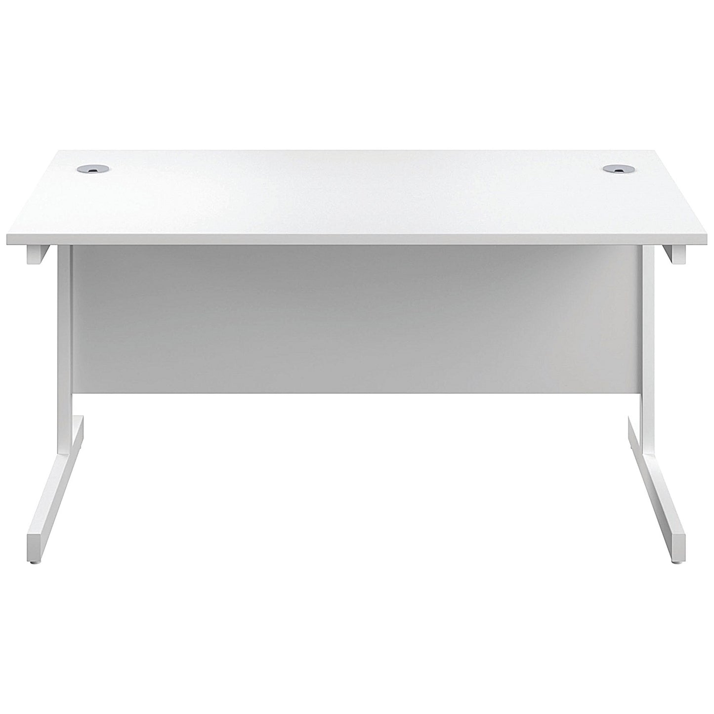 First Rectangular Desk, 1400mm Wide, White Cantilever Legs, White