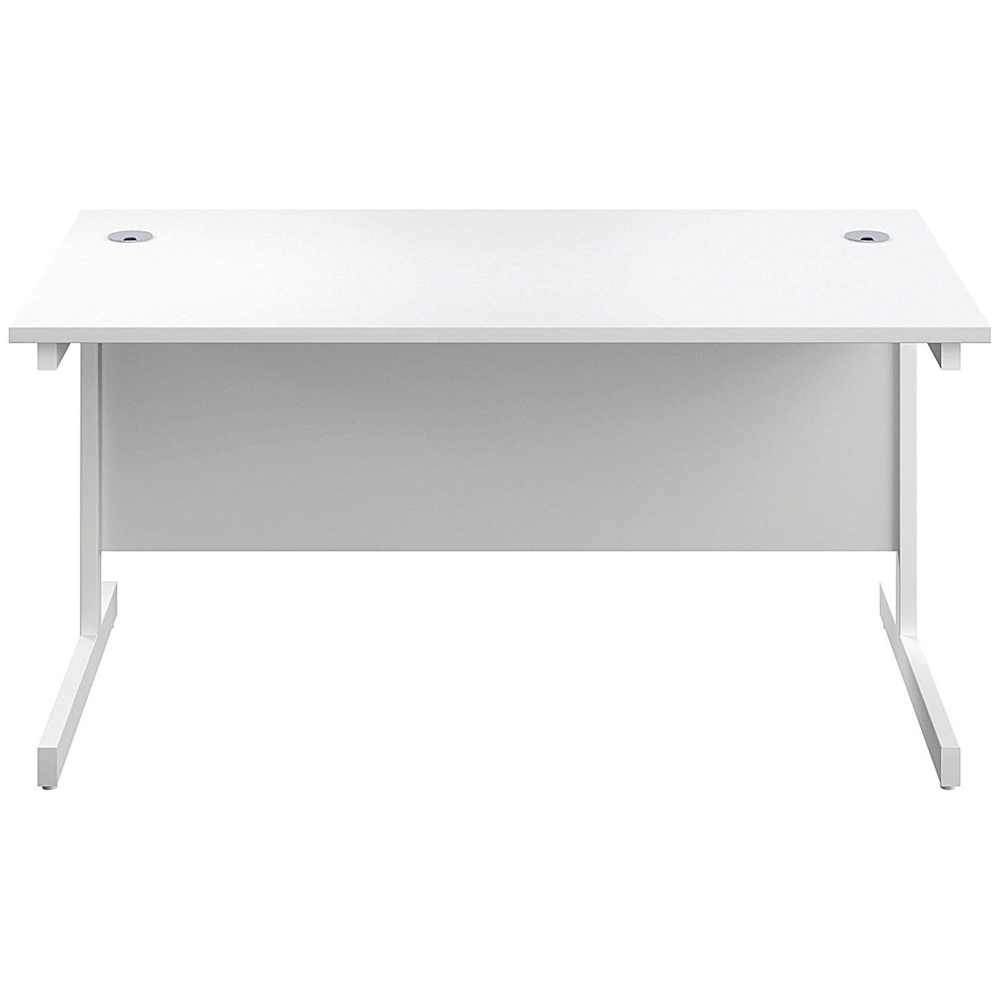 First Rectangular Desk, 1600mm Wide, White Cantilever Legs, White