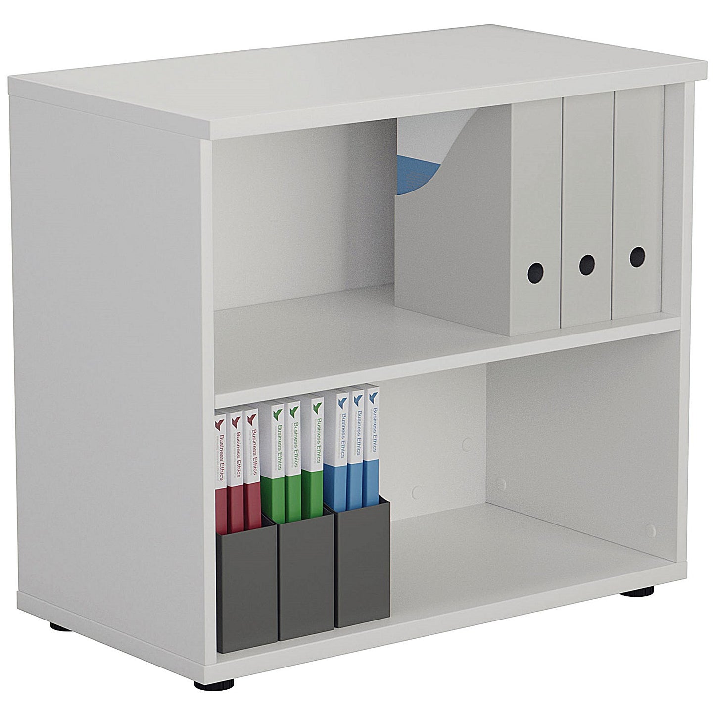 First Desk High Bookcase, 1 Shelf, 730mm High, White
