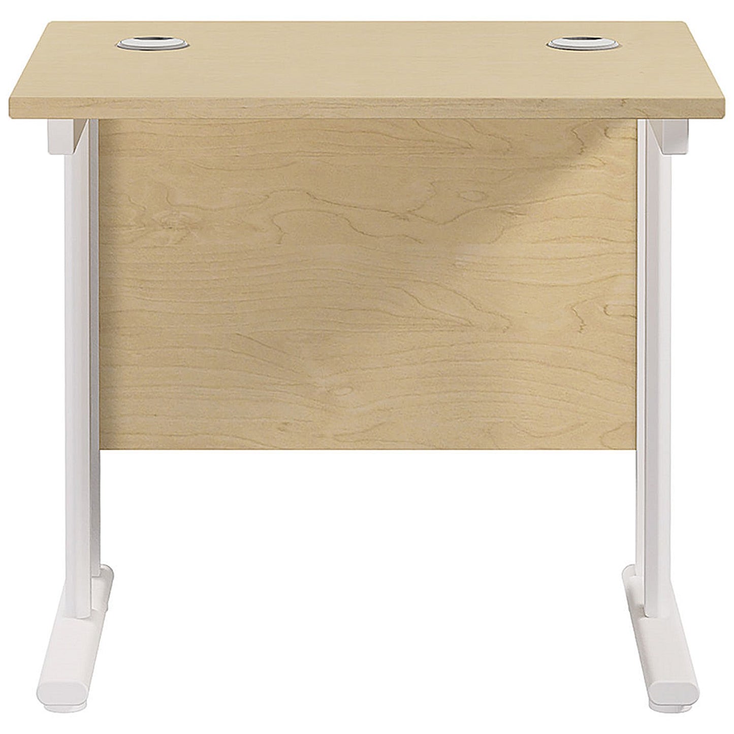 Jemini 800mm Slim Rectangular Desk, White Cantilever Leg, Maple