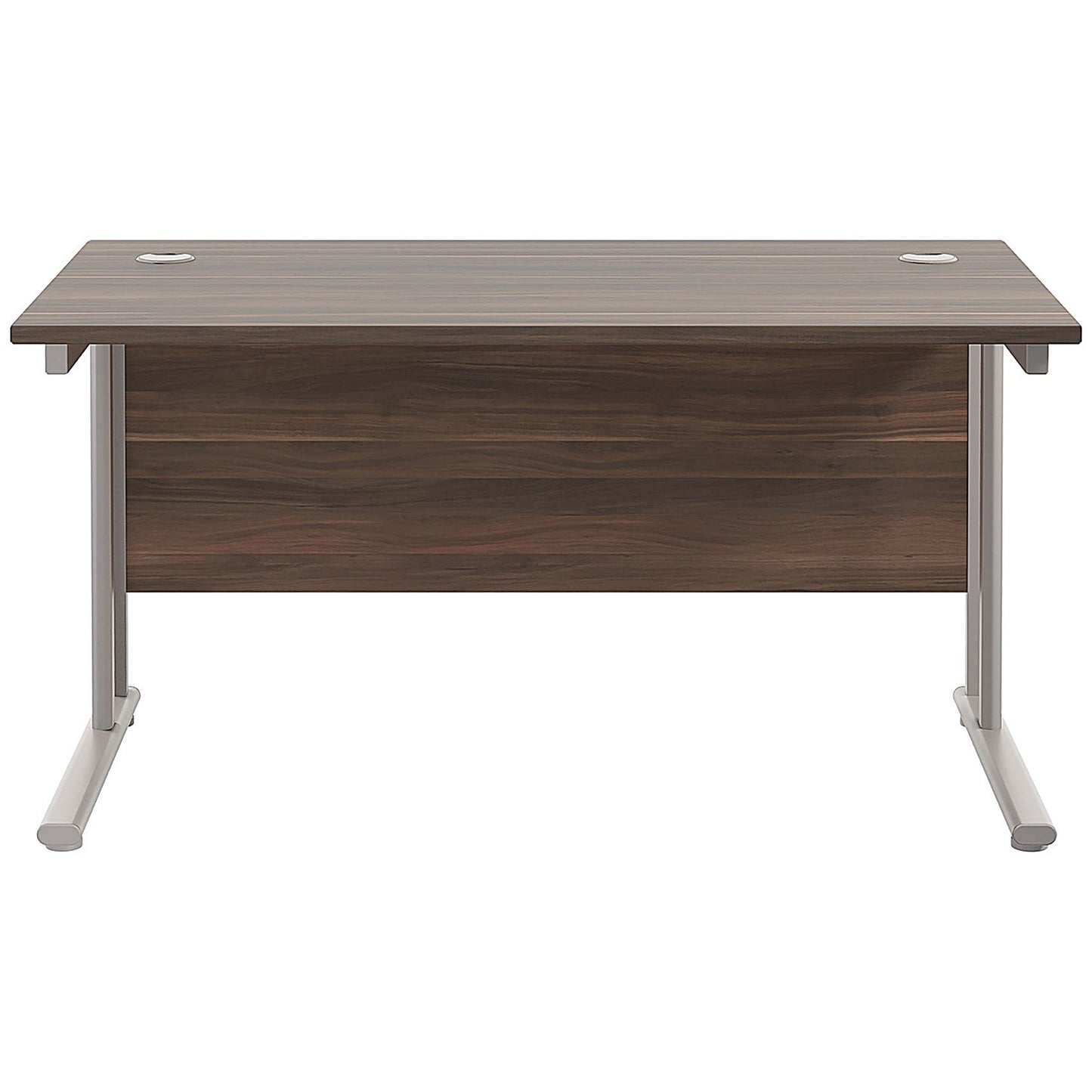 Jemini 1200mm Rectangular Desk, Silver Double Cantilever Leg, Walnut