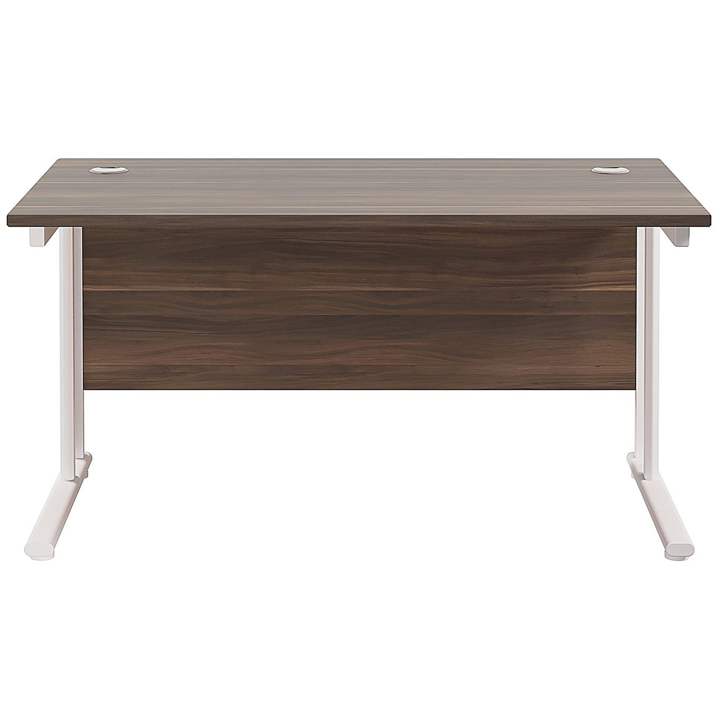 Jemini 1200mm Rectangular Desk, White Cantilever Leg, Walnut