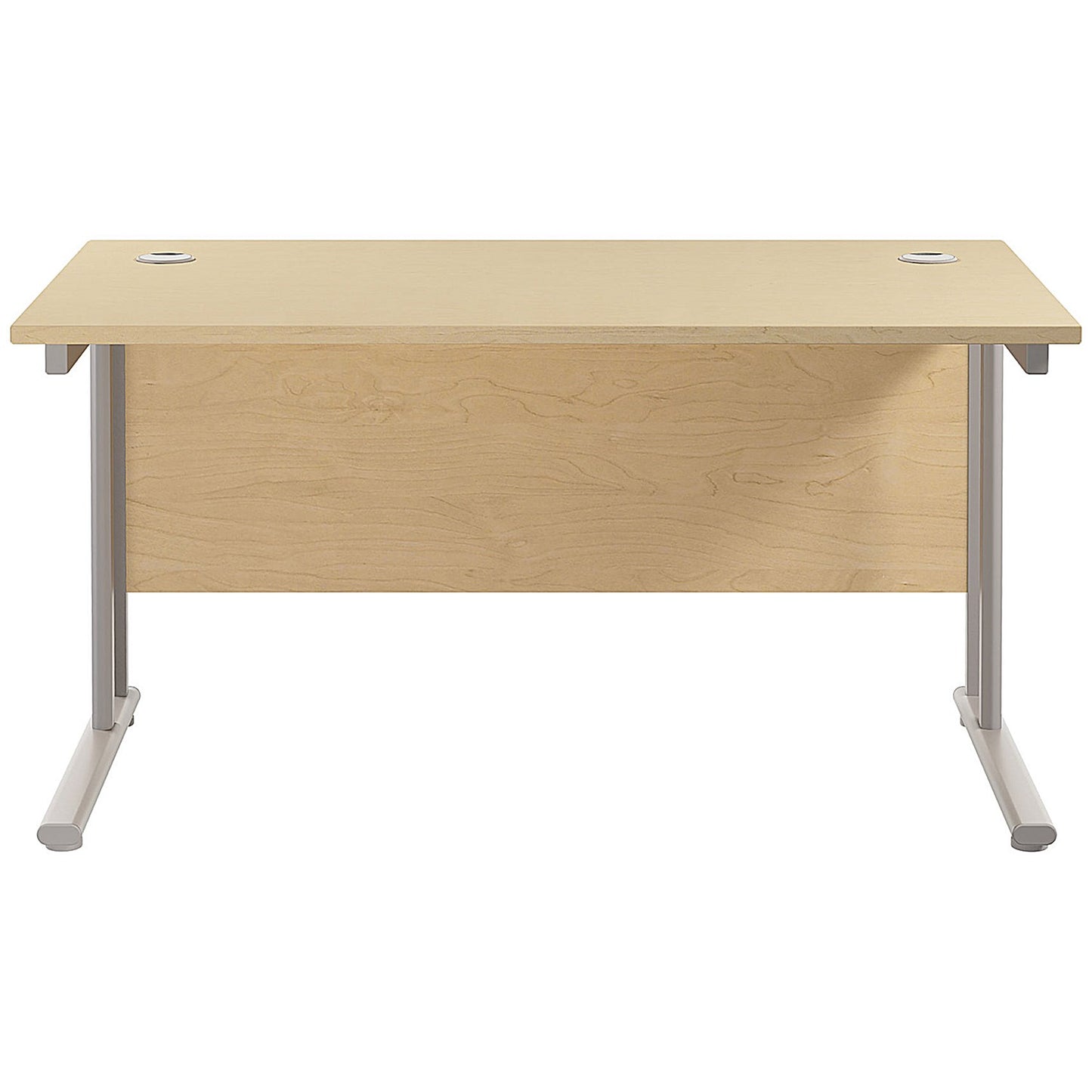 Jemini 1400mm Rectangular Desk, Silver Double Cantilever Leg, Maple