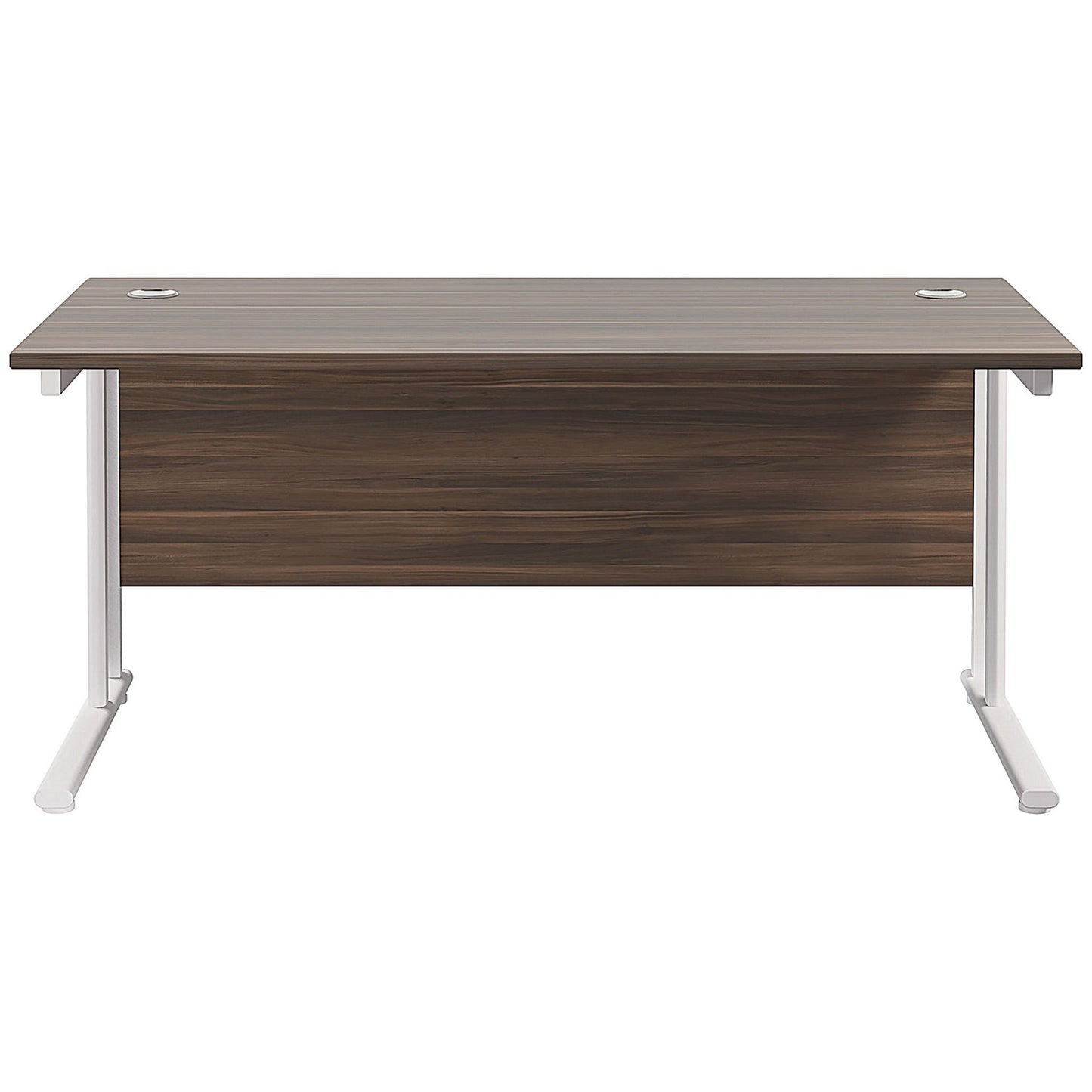 Jemini 1800mm Rectangular Desk, White Cantilever Leg, Walnut
