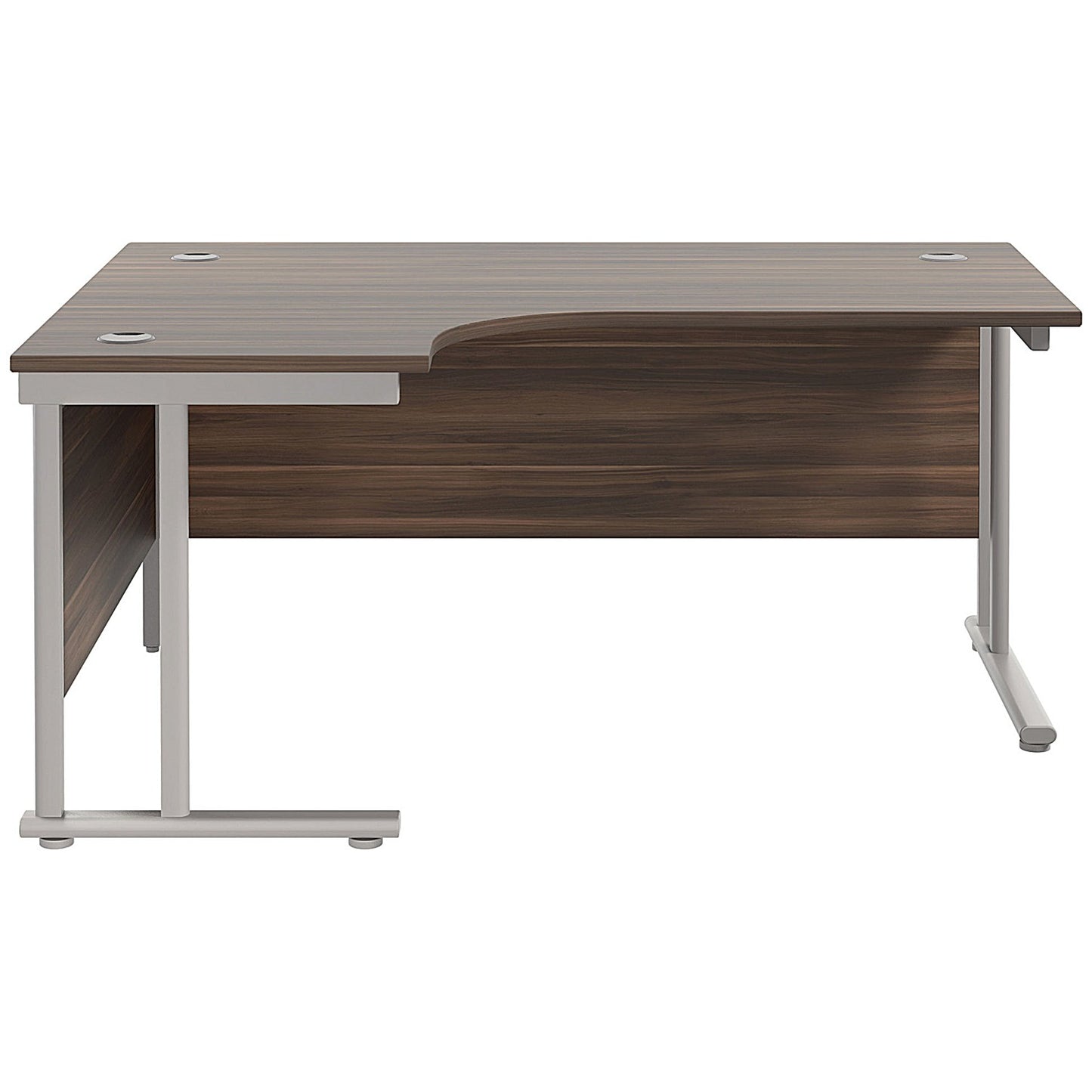 Jemini 1800mm Corner Desk, Left Hand, Silver Double Cantilever Legs, Walnut