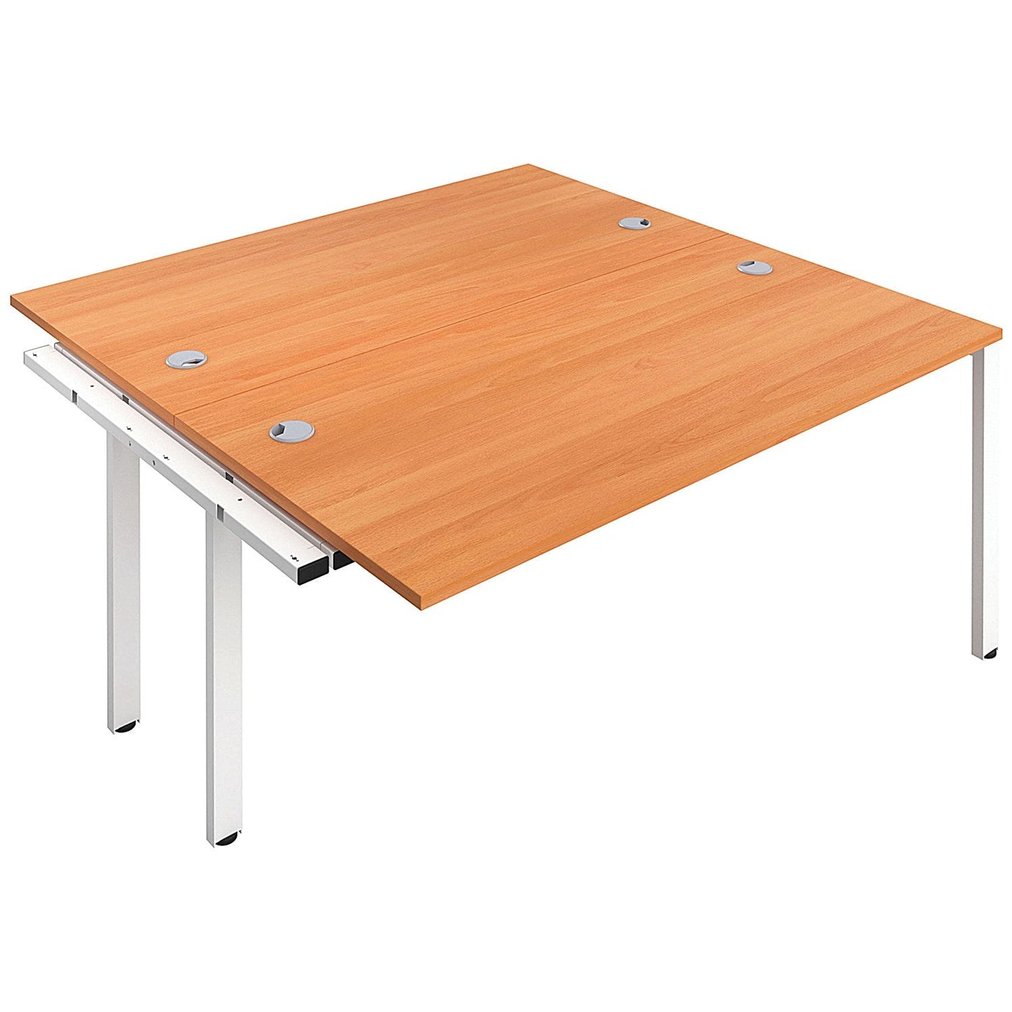 Jemini 2 Person Bench Desk Extension, Back to Back, 2 x 1400mm (800mm Deep), White Frame, Beech Easy2Order : KF808961