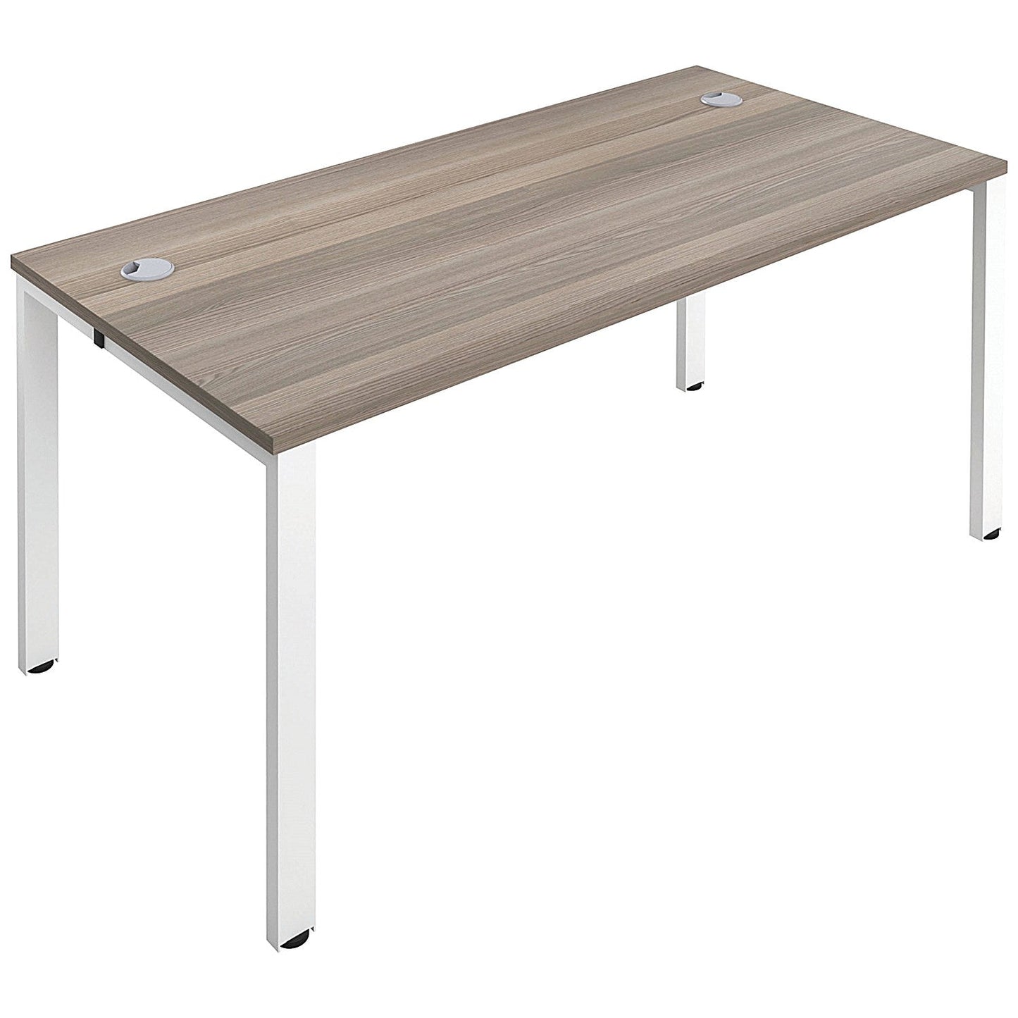 Jemini 1 Person Bench Desk, 1600mm (800mm Deep), White Frame, Grey Oak Easy2Order : KF809210