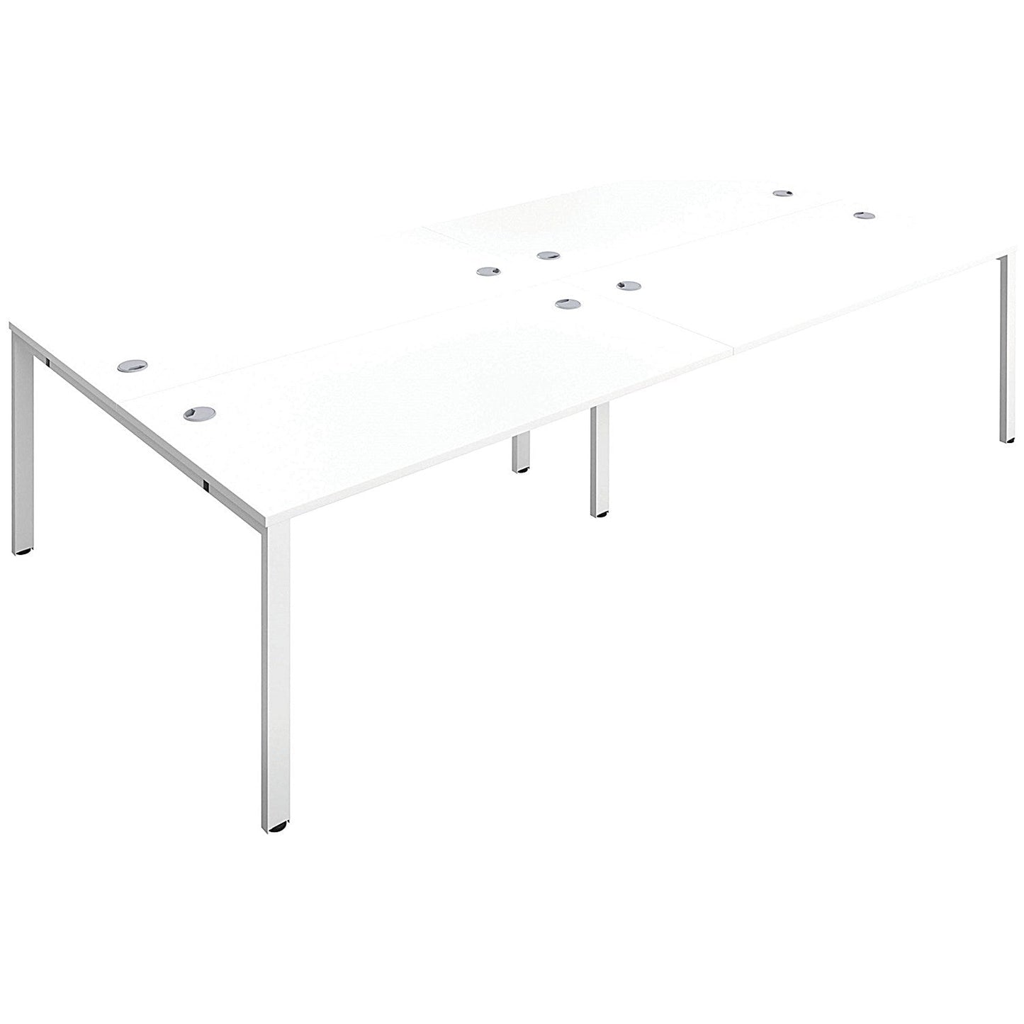 Jemini 4 Person Bench Desk, Back to Back, 4 x 1600mm (800mm Deep), White Frame, White Easy2Order : KF809470