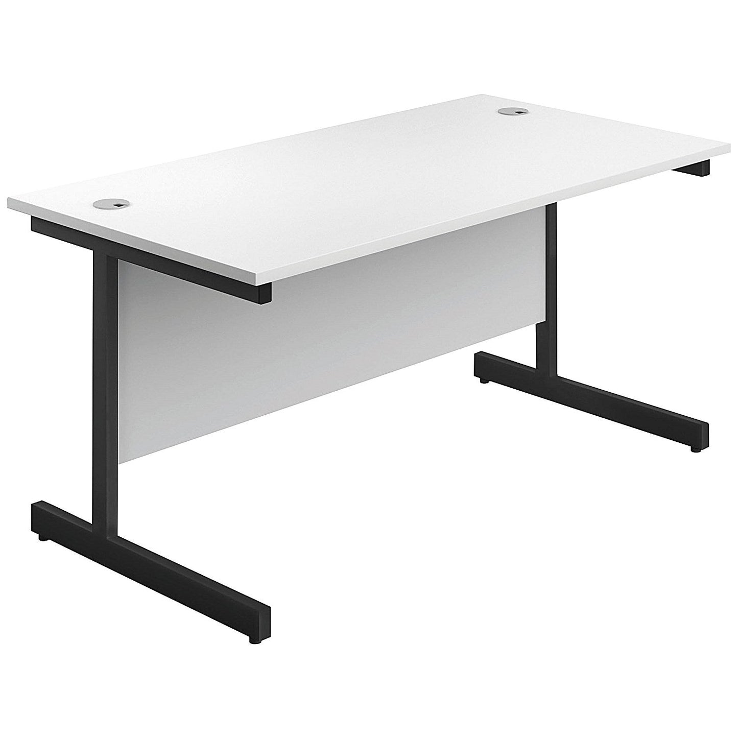 Jemini 1400mm Rectangular Desk, Black Single Upright Cantilever Legs, White Easy2Order : KF810780