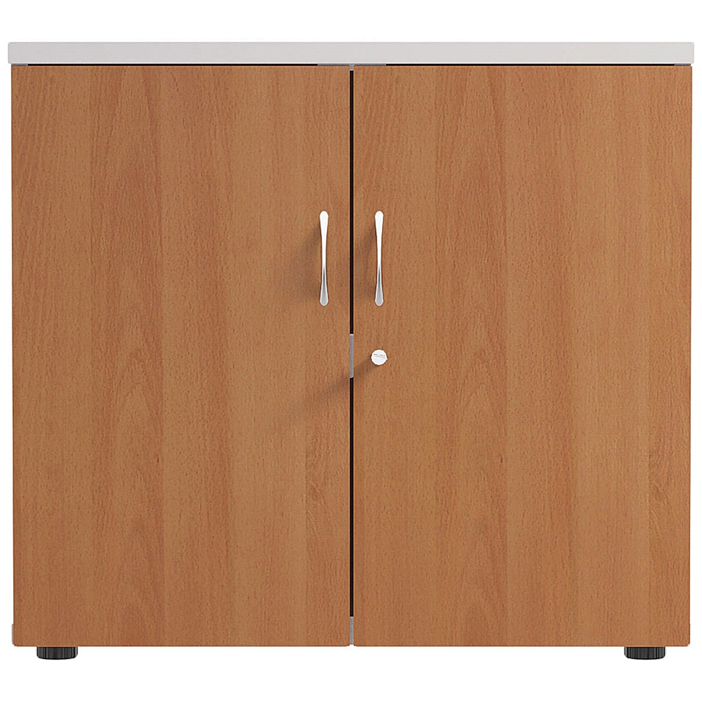 Jemini Two-Tone Desk High Cupboard, 1 Shelf, 730mm High, Beech and White
