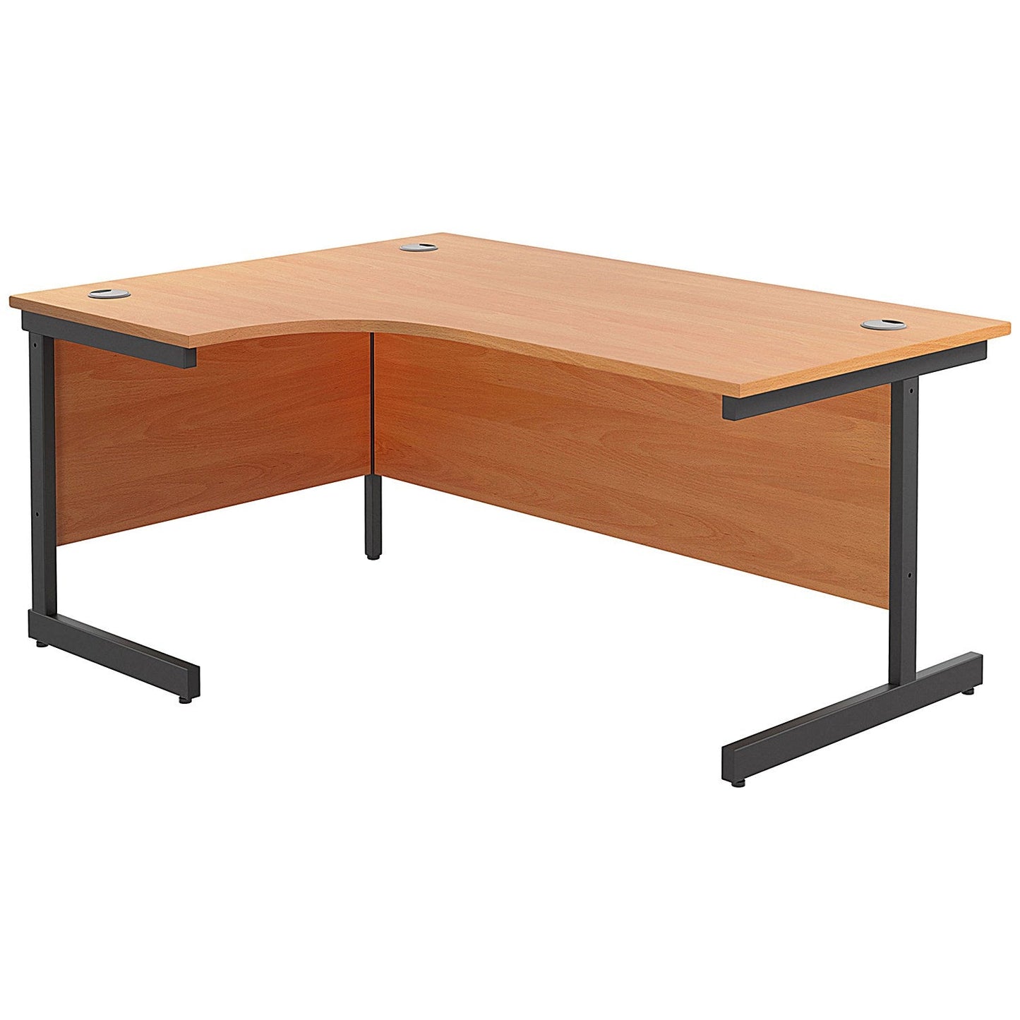 Jemini 1600mm Corner Desk, Left Hand, Black Single Upright Cantilever Legs, Beech Easy2Order : KF819615