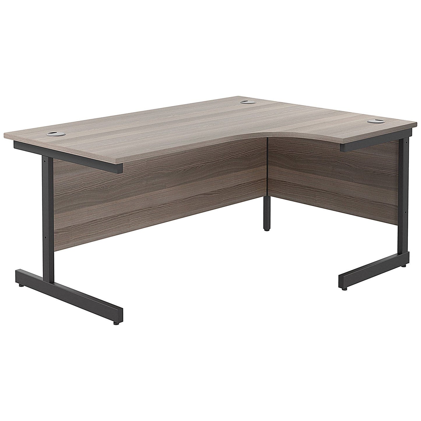 Jemini 1600mm Corner Desk, Right Hand, Black Single Upright Cantilever Legs, Grey Oak Easy2Order : KF819714