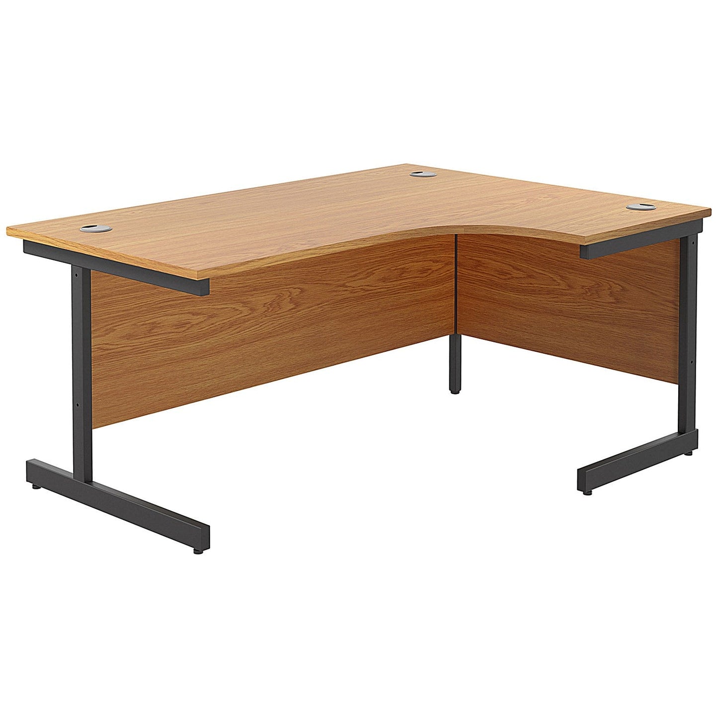 Jemini 1600mm Corner Desk, Right Hand, Black Single Upright Cantilever Legs, Oak Easy2Order : KF819738