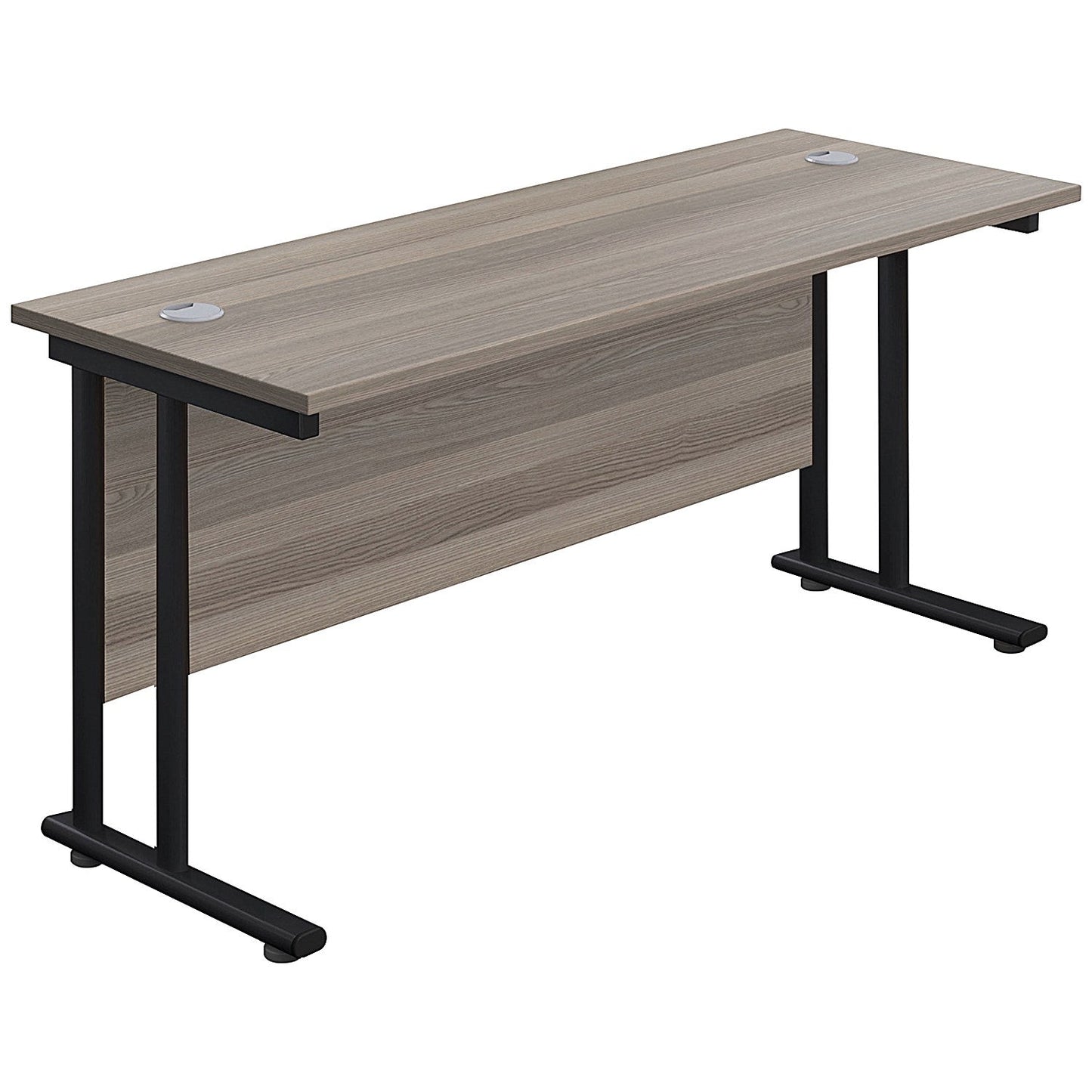 Jemini 1800mm Slim Rectangular Desk, Black Double Upright Cantilever Legs, Grey Oak Easy2Order : KF820215