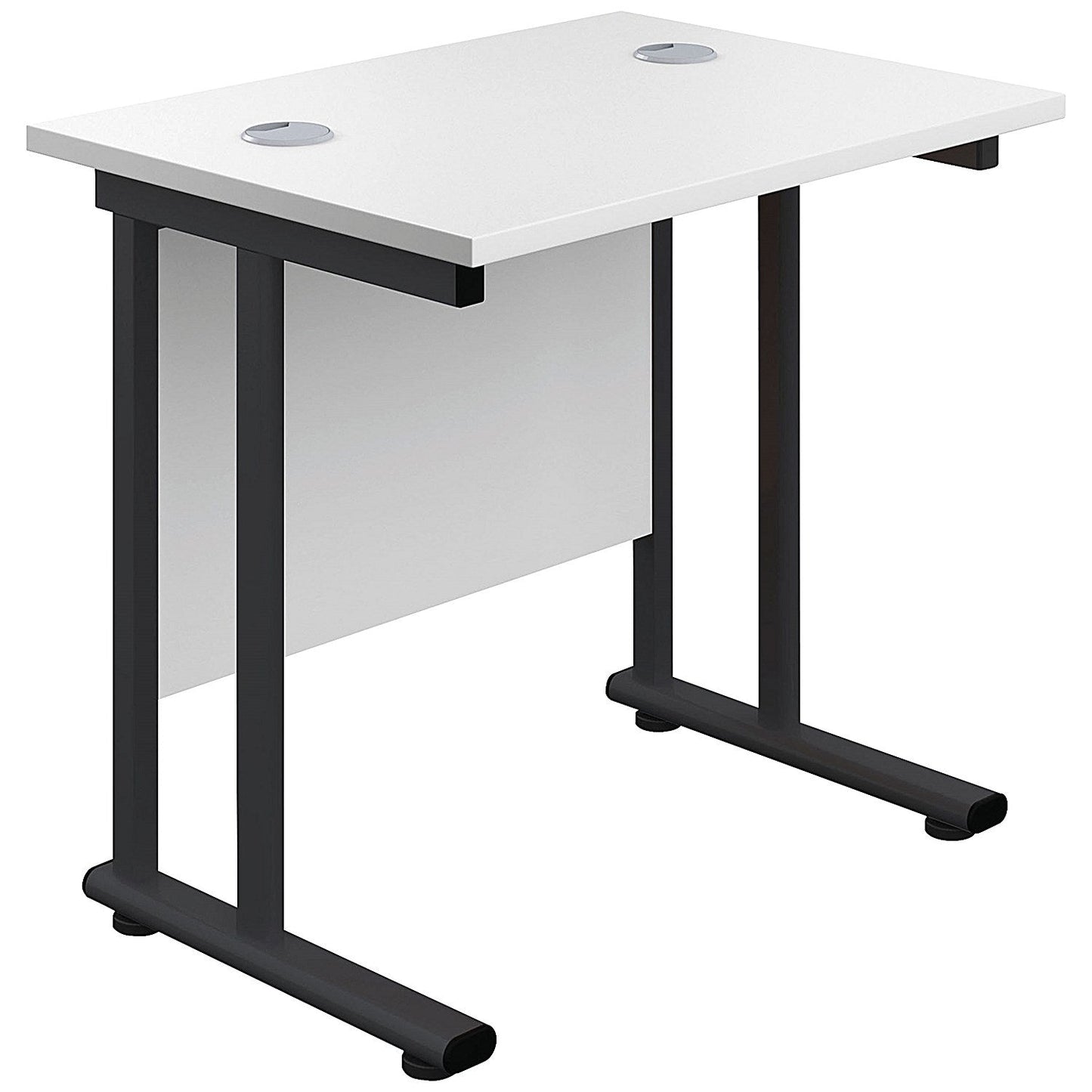 Jemini 800mm Slim Rectangular Desk, Black Double Upright Cantilever Legs, White Easy2Order : KF820369