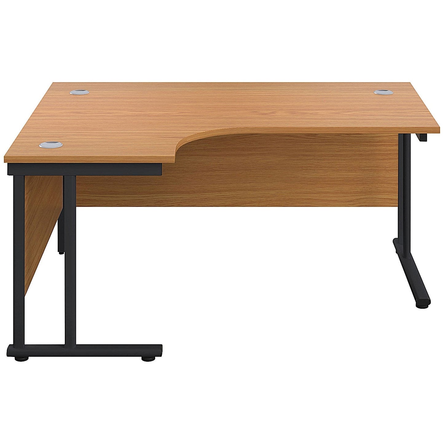 Jemini 1600mm Corner Desk, Left Hand, Black Double Upright Cantilever Legs, Oak Easy2Order : KF820413