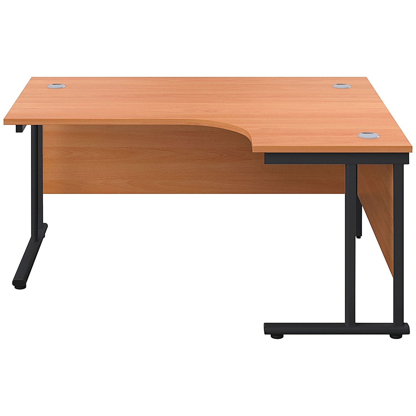 Jemini 1600mm Corner Desk, Right Hand, Black Double Upright Cantilever Legs, Beech Easy2Order : KF820437