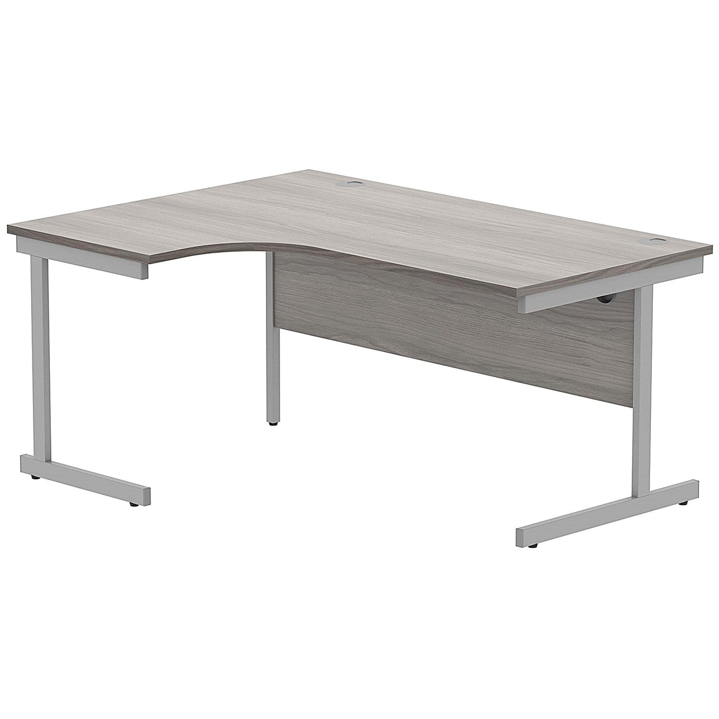 Polaris 1600mm Corner Desk, Left Hand, Silver Cantilever Leg, Grey Oak Easy2Order : KF821500