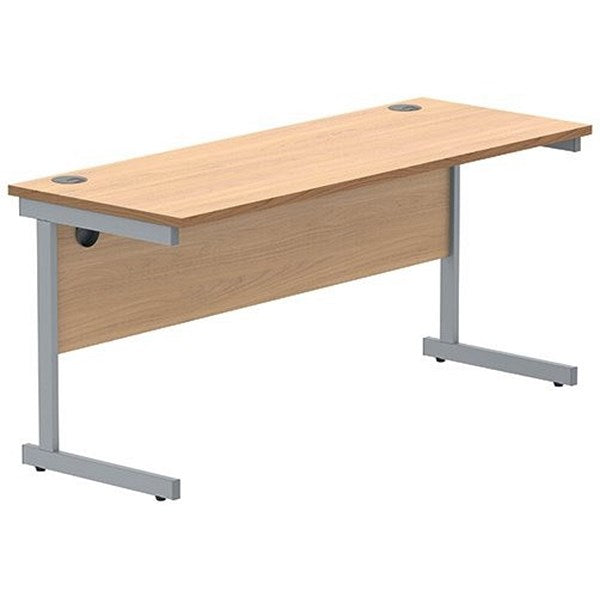 Polaris 1600mm Slim Rectangular Desk, Silver Cantilever Leg, Beech Easy2Order : KF821560