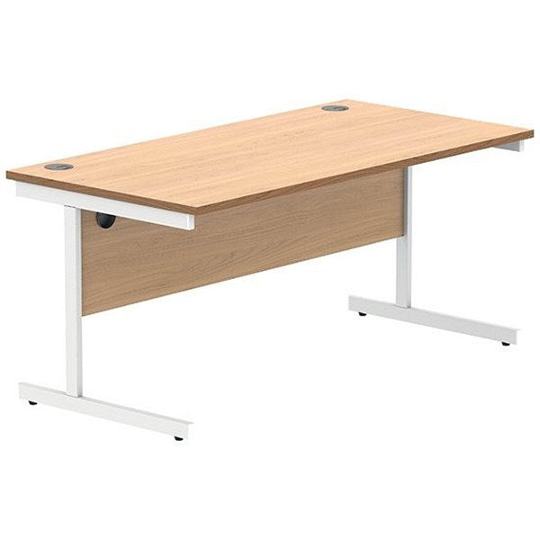 Polaris 1600mm Rectangular Desk, White Cantilever Leg, Beech Easy2Order : KF821650
