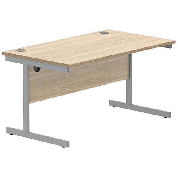 Polaris 1400mm Rectangular Desk, Silver Cantilever Leg, Oak Easy2Order : KF821700