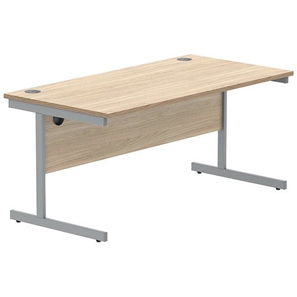 Polaris 1600mm Rectangular Desk, Silver Cantilever Leg, Oak Easy2Order : KF821710