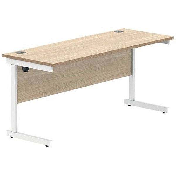 Polaris 1600mm Slim Rectangular Desk, White Cantilever Leg, Oak Easy2Order : KF821740