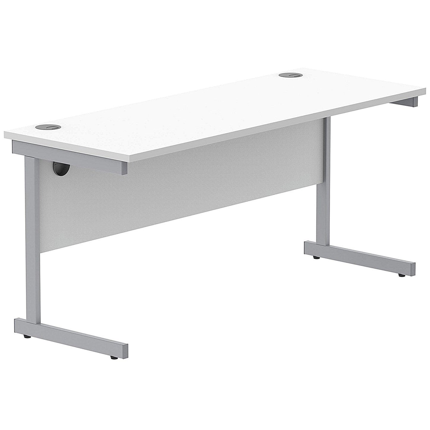 Polaris 1600mm Slim Rectangular Desk, Silver Cantilever Leg, White Easy2Order : KF821800