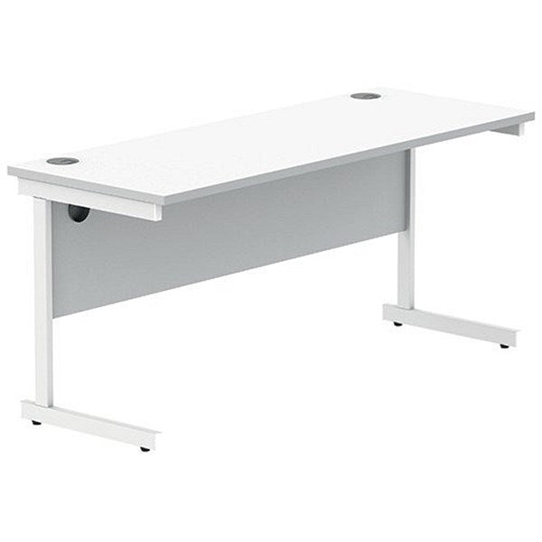 Polaris 1600mm Slim Rectangular Desk, White Cantilever Leg, White Easy2Order : KF821860