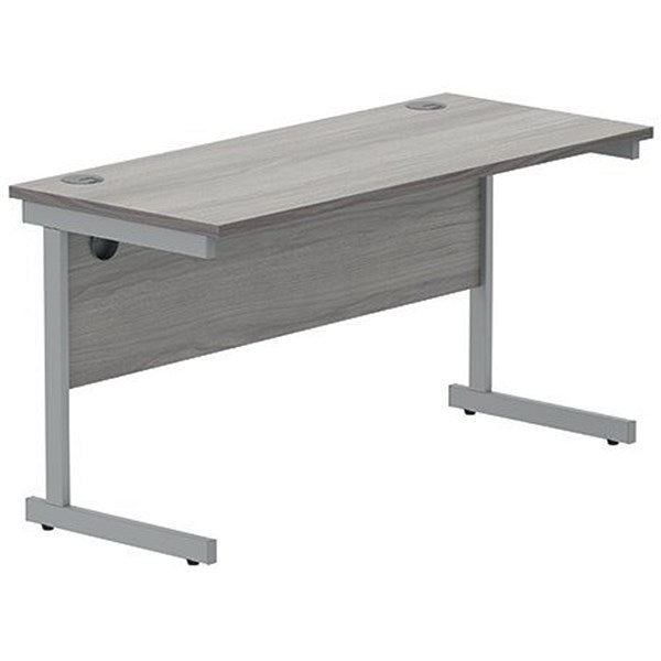 Polaris 1200mm Slim Rectangular Desk, Silver Cantilever Leg, Grey Oak Easy2Order : KF821900