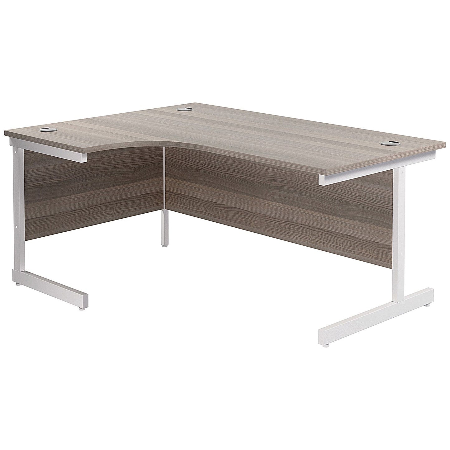 Jemini 1600mm Corner Desk, Left Hand, White Cantilever Legs, Grey Oak Easy2Order : KF822701