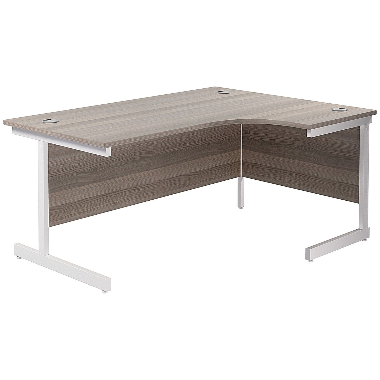 Jemini 1800mm Corner Desk, Right Hand, White Cantilever Legs, Grey Oak Easy2Order : KF846024