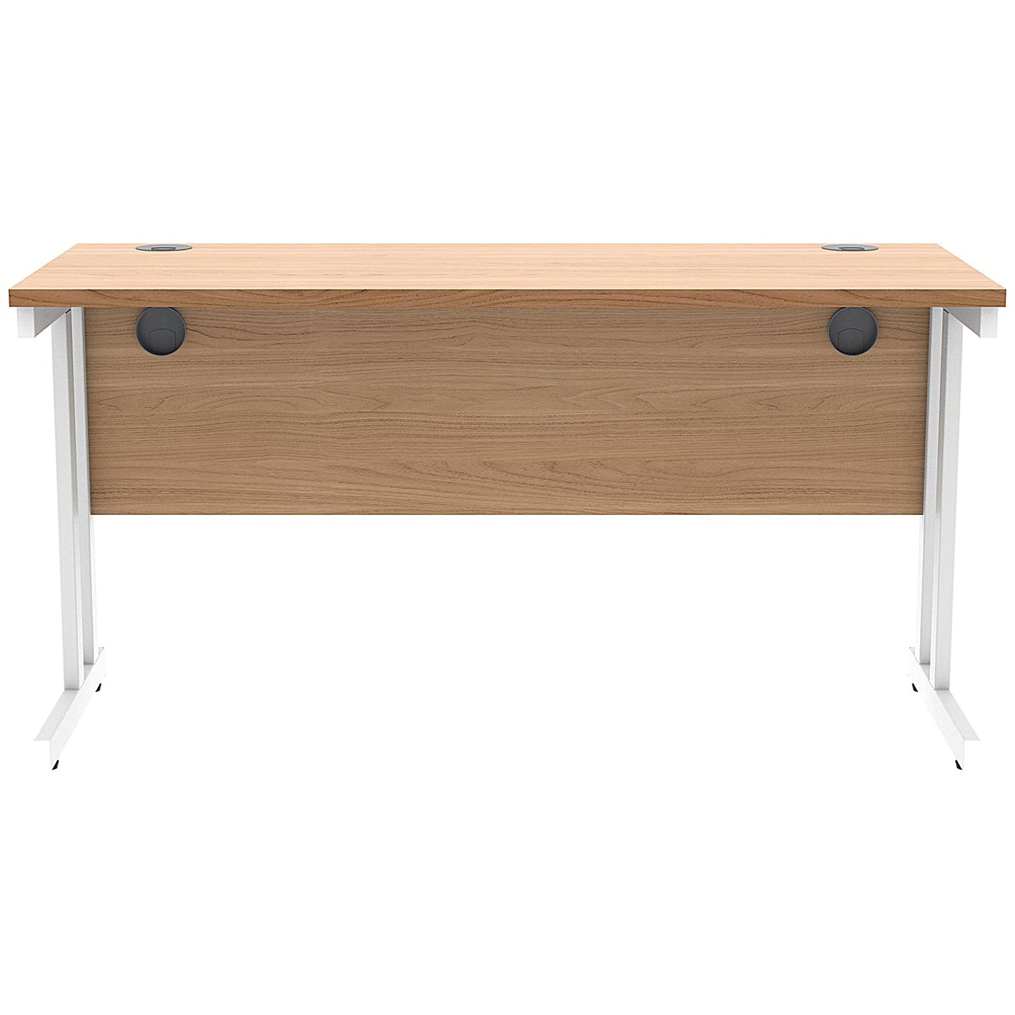 Polaris 1400mm Slim Rectangular Desk, White Cantilever Leg, Beech