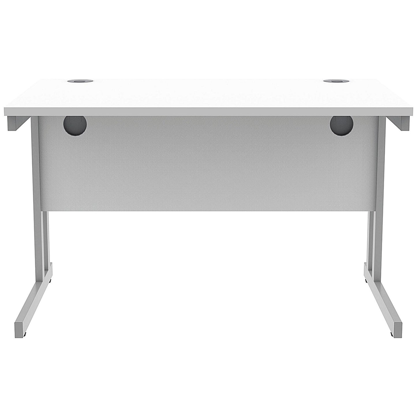 Polaris 1200mm Rectangular Desk, Silver Cantilever Leg, White