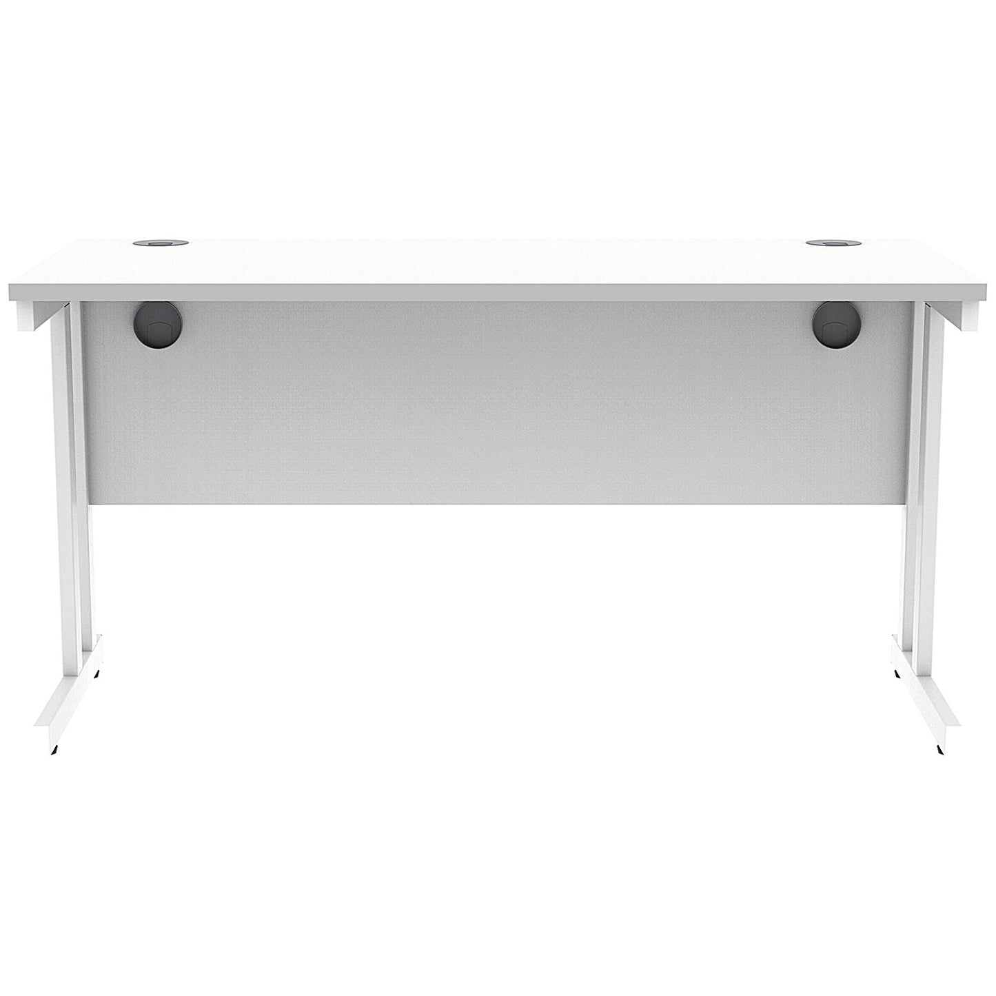Polaris 1400mm Slim Rectangular Desk, White Cantilever Leg, White