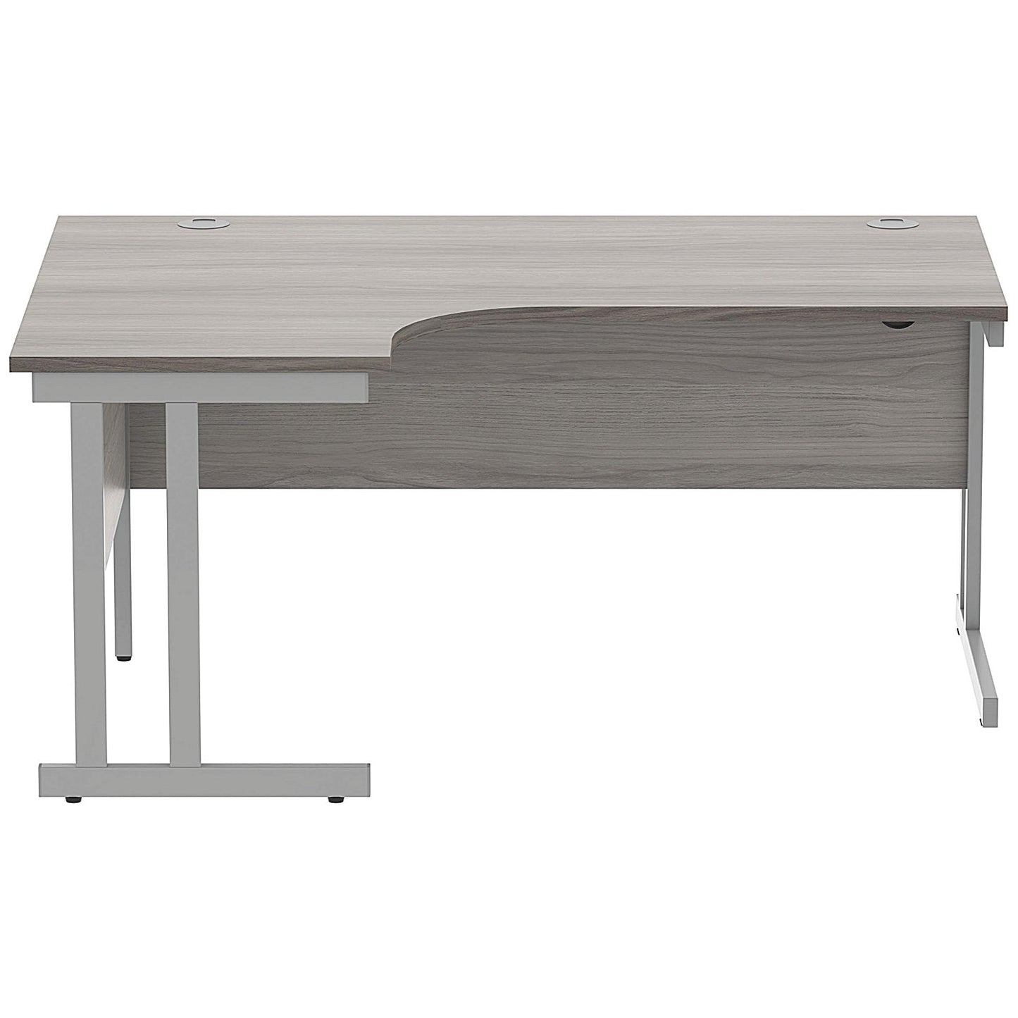 Polaris 1600mm Corner Desk, Left Hand, Silver Cantilever Leg, Grey Oak