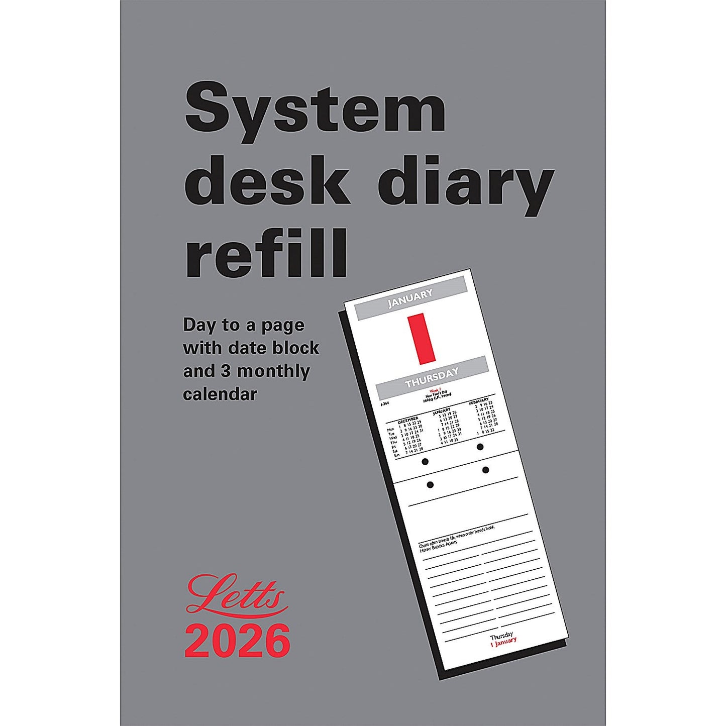 Letts System 2026 Desk Calendar Refill, 142x95mm Easy2Order : LT60104