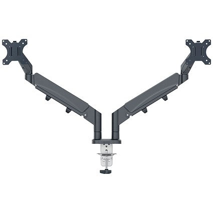 Leitz Ergo Dual Monitor Arm, Adjustable Height and Tilt, Dark Grey