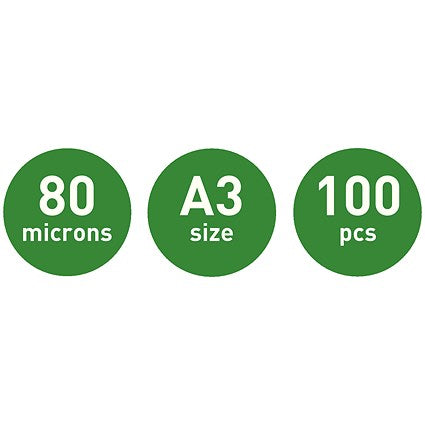 Leitz iLAM Prem A3 Laminating Pouches, 160 Microns, Glossy, Pack of 100
