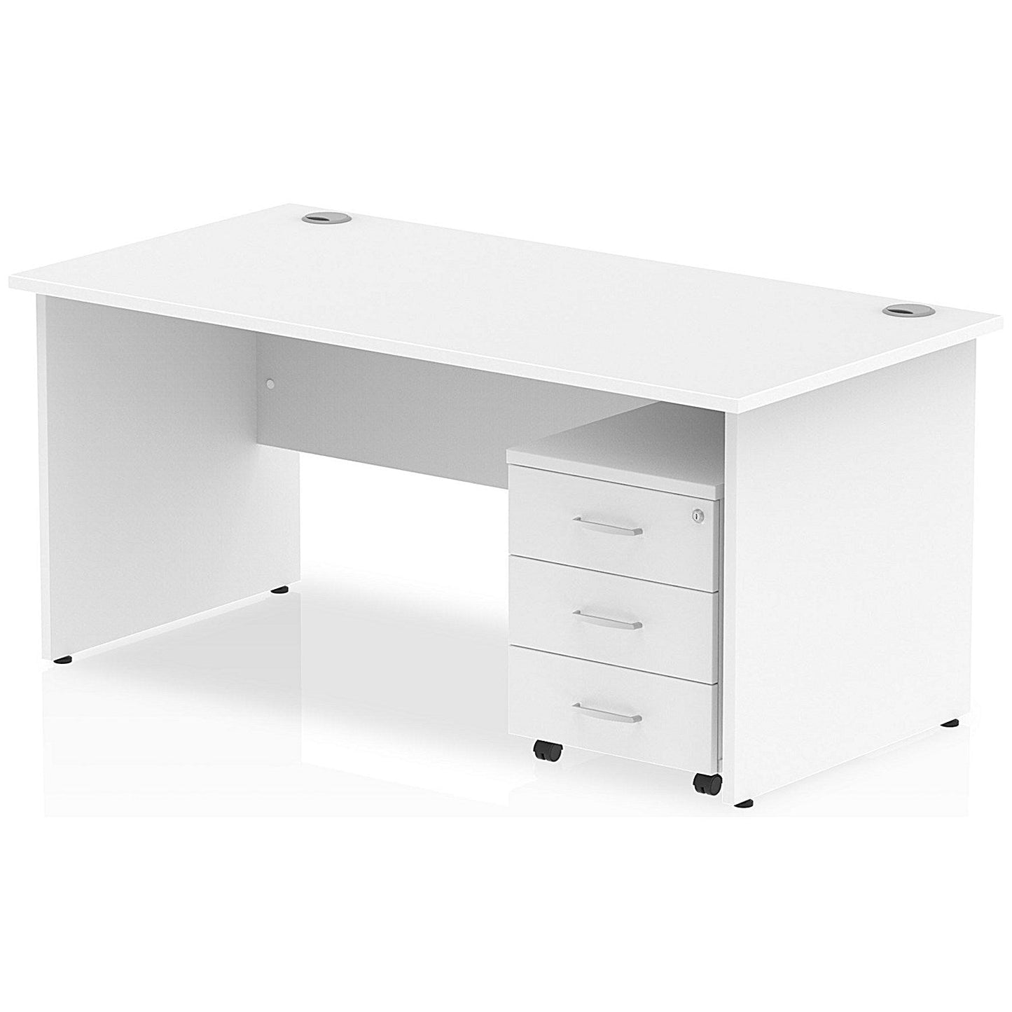 Impulse 1800mm Rectangular Desk, Panel End Leg, 3 Drawer Mobile Pedestal, White Easy2Order : MI000937