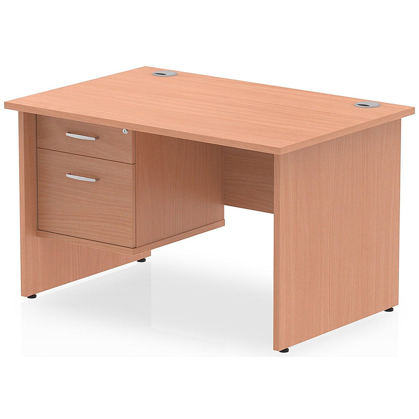 Impulse 1200mm Rectangular Desk With 2 Drawer Fixed Pedestal, Panel End Leg, Beech Easy2Order : MI001733
